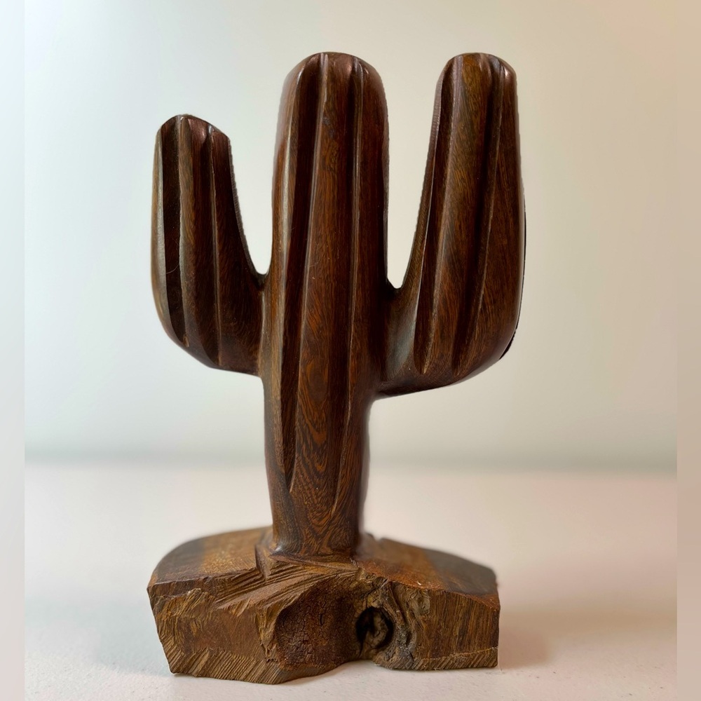 Vintage hand-carved ironwood saguaro cactus  sculpture.